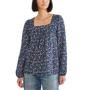 Lucky Brand Floral Square Neck Blouse